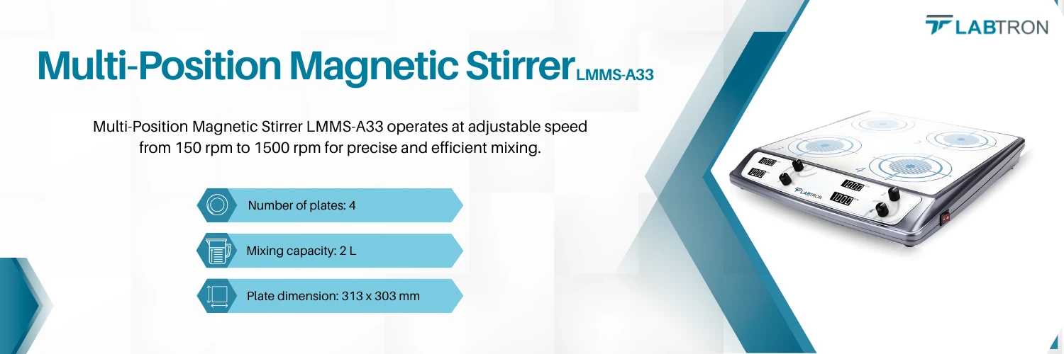 Multi-Position Magnetic Stirrer LMMS-A33 | Speed range: 150 rpm ~ 1500 rpm | Mixing capacity: 2 L Multi-Position Magnetic Stirrer LMMS-A33 | Speed range: 150 rpm ~ 1500 rpm | Mixing capacity: 2 L