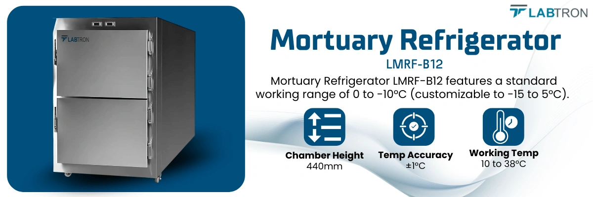 Mortuary Refrigerator LMRF-B12 | Temperature Accuracy | 10 to 38 degree celcius working temp