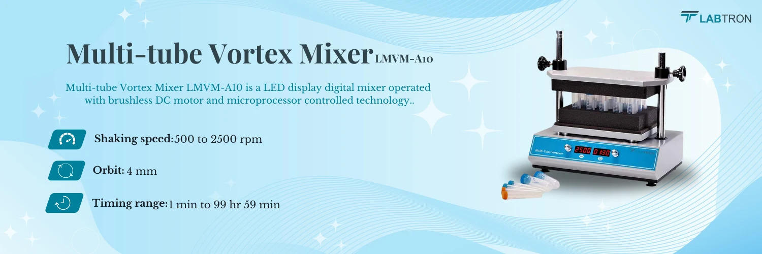 Multi-tube Vortex Mixer LMVM-A10|Shaking speed	500 to 2500 rpm| Orbit  4 mm