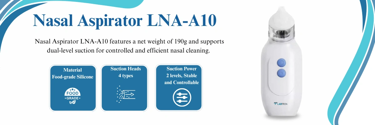 Nasal Aspirator LNA-A10 | Material: Food grade silicone | Suction Heads: 4 types