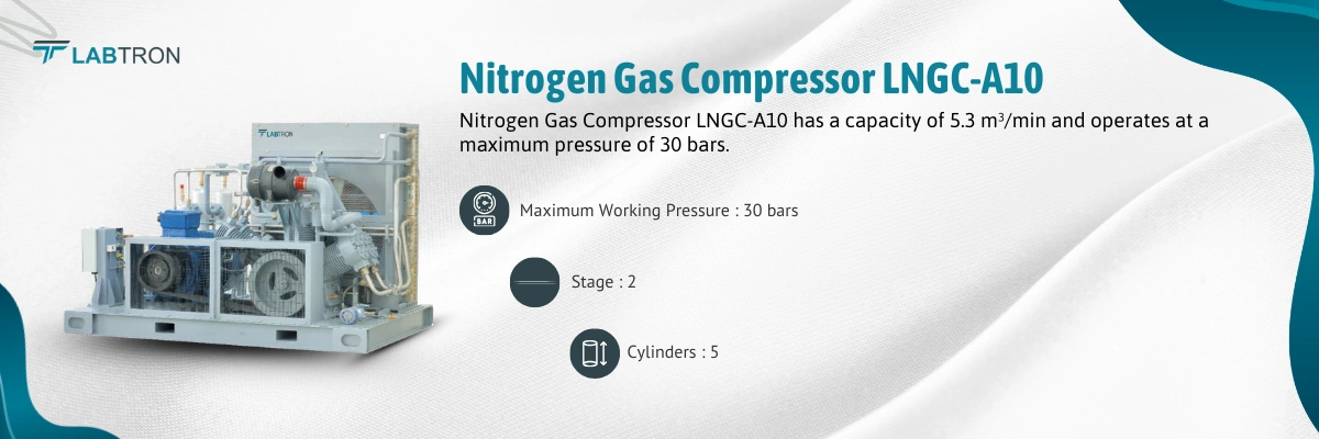 Nitrogen Gas Compressor LNGC-A10 | Maximum Working Pressure : 30 bars | Stage : 2