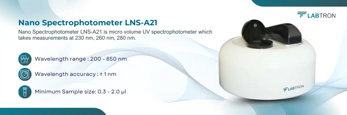 Nano Spectrophotometer LNS-A21 | Wavelength range : 200 - 850 nm | Wavelength accuracy : ± 1 nm
