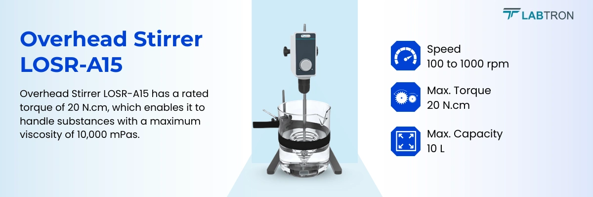 Overhead Stirrer LOSR-A15 | Max. Viscosity: 10000 mPas | Max. Capacity: 10L