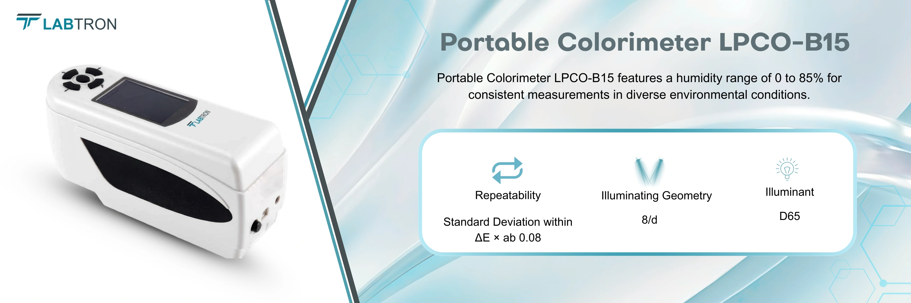 Portable Colorimeter LPCO-B15 | Repeatability:  Standard Deviation within ΔE × ab 0.08 | Illuminating Geometry: 8 / d