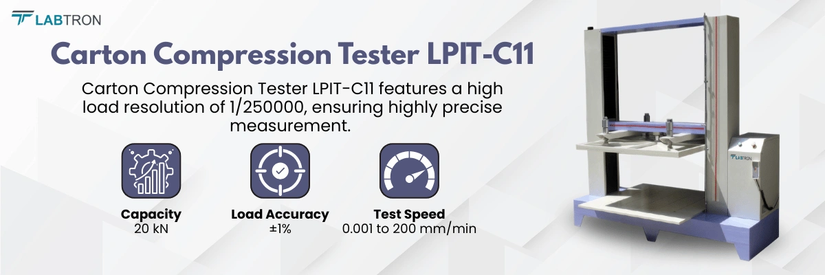 Carton Compression Tester LPIT-C11 | Capacity : 20 kN | Supported test : Box/carton compression test, Stacking test