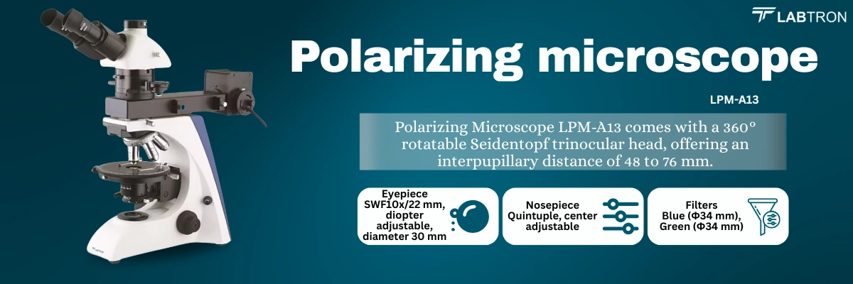 Polarizing Microscope LPM-A13 | Eyepiece: SWF10x/22 mm | Condenser: Swing-out, N.A. 0.9 to 0.13