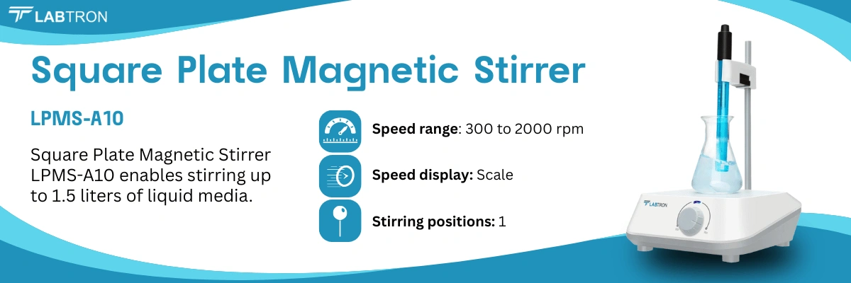 Square Plate Magnetic Stirrer LPMS-A10 | Speed range: 300 to 2000 rpm