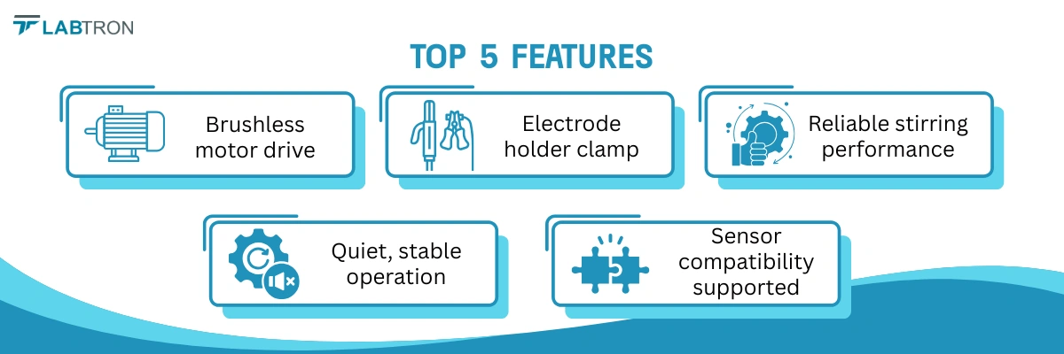 Square Plate Magnetic Stirrer LPMS-A10 | Brushless motor drive | Electrode holder clamp