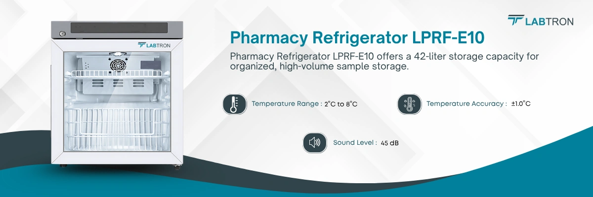 Pharmacy Refrigerator LPRF-E10 | Temperature Range-2°C to 8°C | Temperature Accuracy-±1.0°C