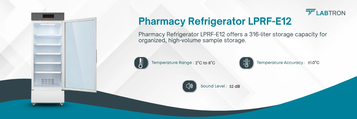 Pharmacy Refrigerator LPRF-E12 | Temperature Range-2°C to 8°C | Temperature Accuracy-±1.0°C