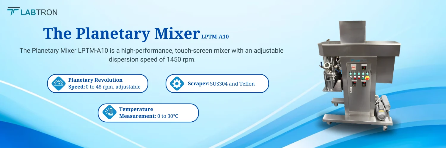 Planetary Mixer LPTM-A10|Barrel Body Volume	Design Volume: 10L|Barrel Body Material  SUS304