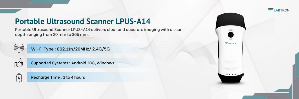 Portable Ultrasound Scanner LPUS-A14 | Wi-Fi Type: 802.11n/20MHz/ 2.4G/5G | Supported Systems: Android, iOS, Windows