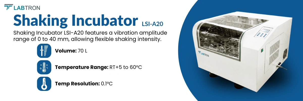 Shaking Incubator LSI-A20 | Volume : 70 L | Temperature Range : RT+5 to 60°C