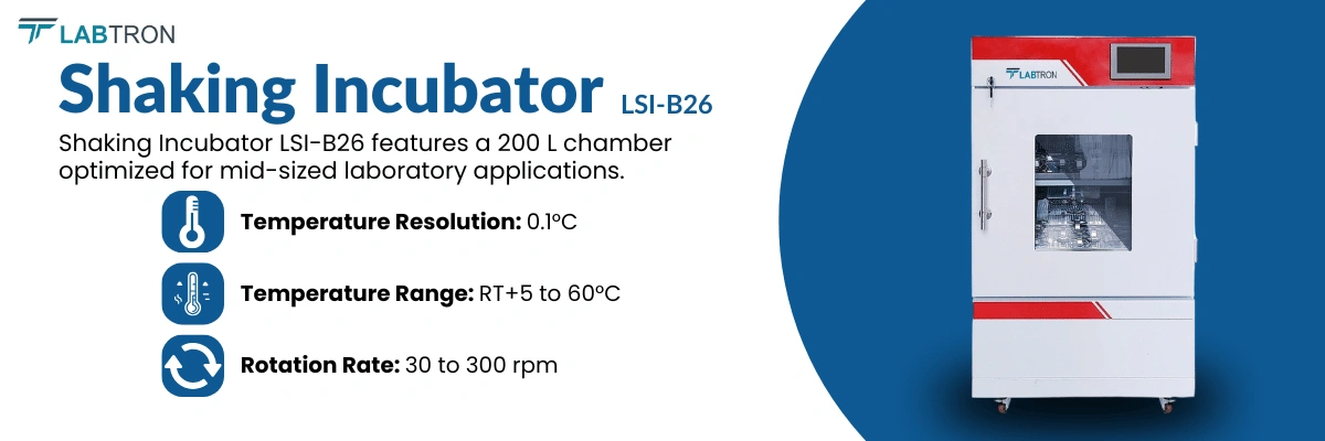 Shaking Incubator LSI-B26 | Volume : 200 L | Temperature Range : RT+5 to 60°C