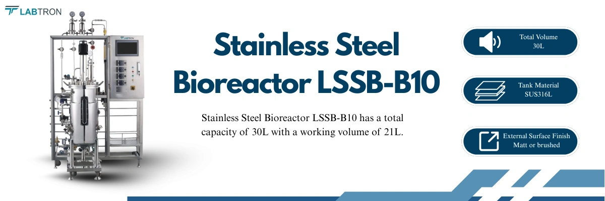 Stainless Steel Bioreactor LSSB-B10 | Total Volume: 30L | Total Volume: 30L | Tank Material: SUS316L