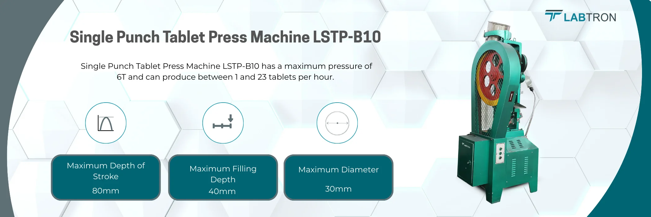 Single Punch Tablet Press Machine LSTP-B10 | Maximum Pressure: 6T | Production Capacity: 1 to 23 per hr