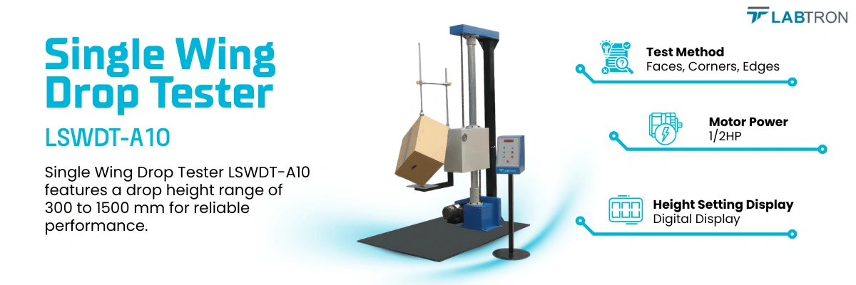 Single Wing Drop Tester LSWDT-A10 | Test Method : Faces, Corners, Edges | Drop Height Range : 300 to 1500 mm