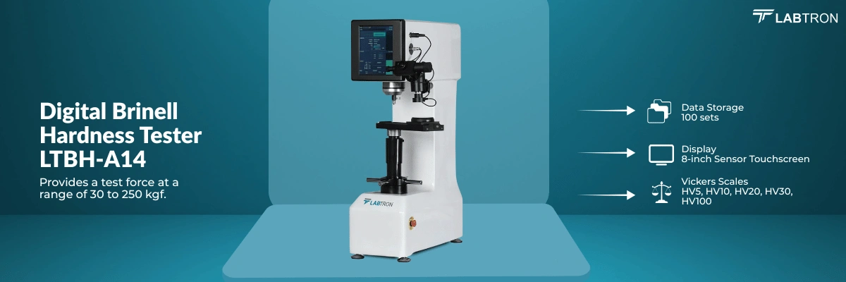 Digital Brinell Hardness Tester LTBH-A14 | Rockwell Test Forces: 15, 30, 45, 60, 100, 150 kgf | Brinell Test Forces: 30, 31.25, 62.5, 100, 187.5, 250 kgf