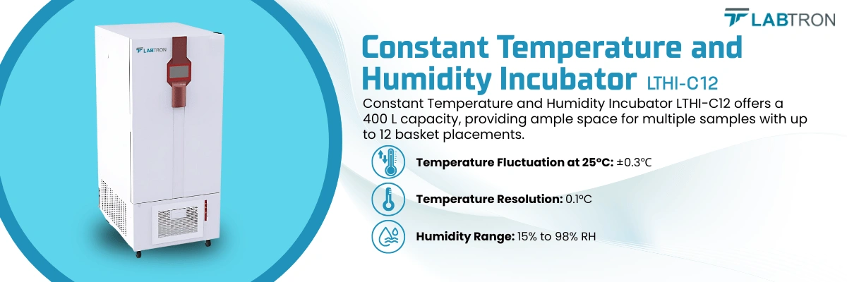 Constant Temperature And Humidity Incubator LTHI-C12 | Humidity Range : 15% to 98% RH | Humidity Fluctuation : ±2% RH