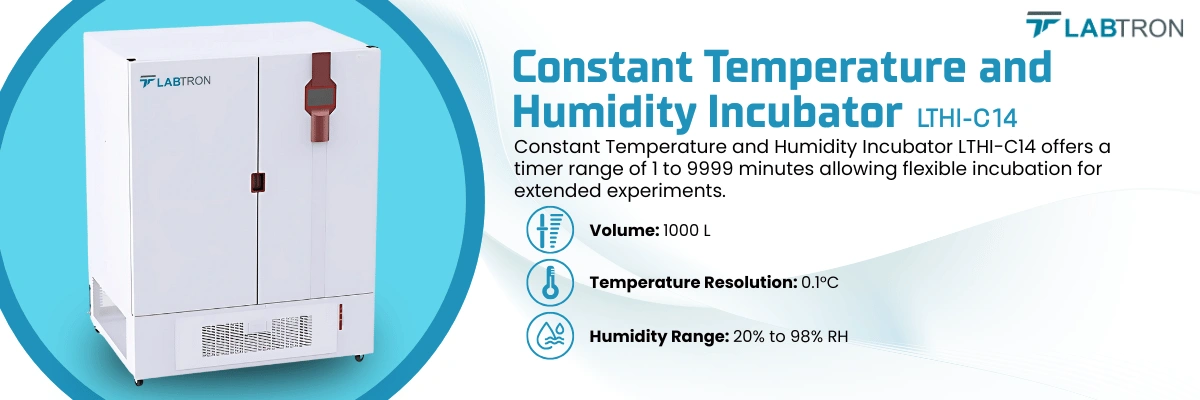 Constant Temperature And Humidity Incubator LTHI-C14 | Humidity Fluctuation : ±3% RH | Timer Range : 1 to 9999 min