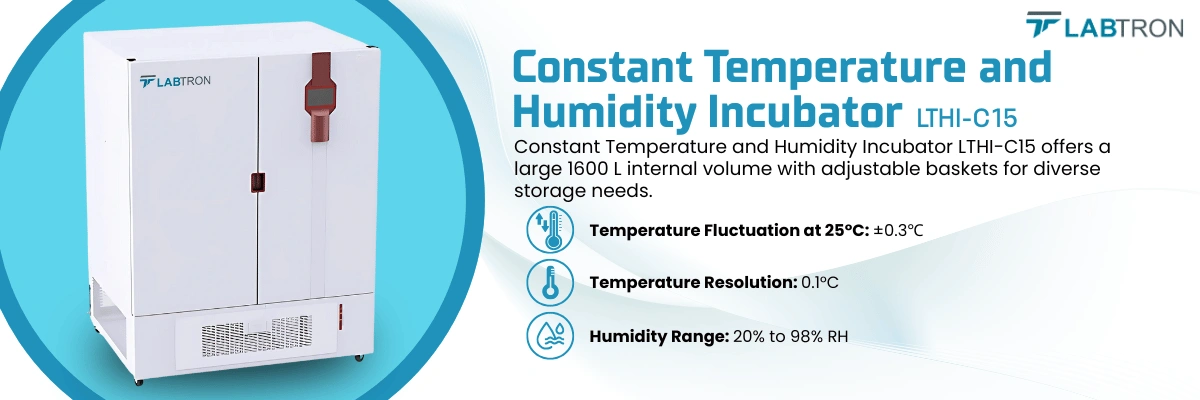 Constant Temperature And Humidity Incubator LTHI-C15 | Humidity Range : 20% to 98% RH | Humidity Fluctuation : ±3% RH