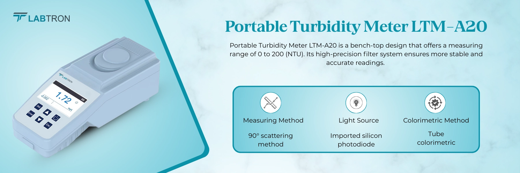 Portable Turbidity Meter LTM-A20 | Tube Colorimetric | Imported Silicon Photodiode