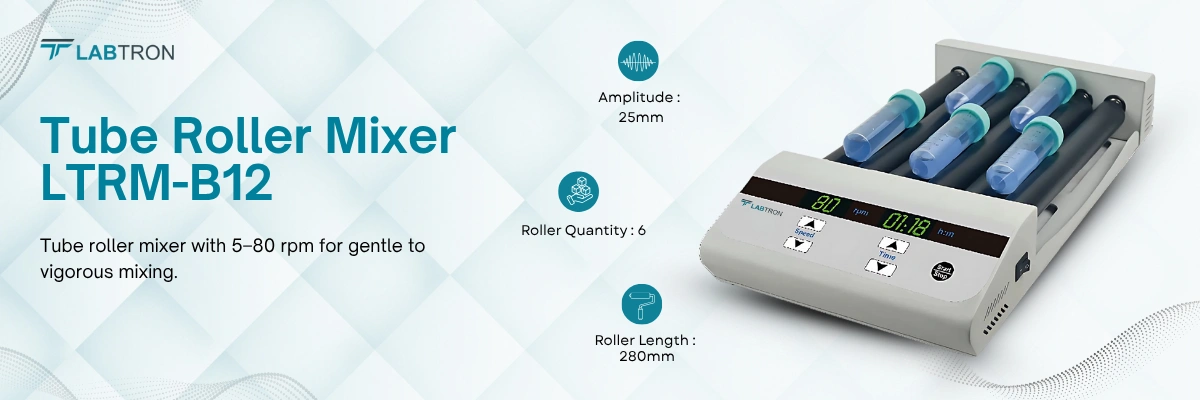 Tube Roller Mixer LTRM-B12 | Speed Range-5 to 80rpm | Operation Mode-Rolling and fluctuation