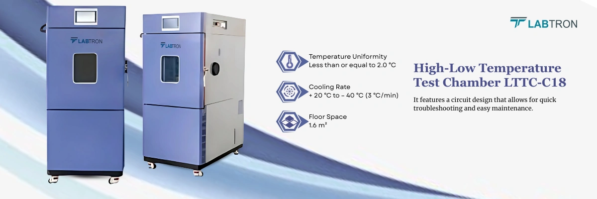 High-Low Temperature Test Chamber LTTC-C18 | Temperature Uniformity: Less than or equal to 2.0 °C | Cooling Rate: + 20 ℃ to – 40 ℃ (3 ℃/min)