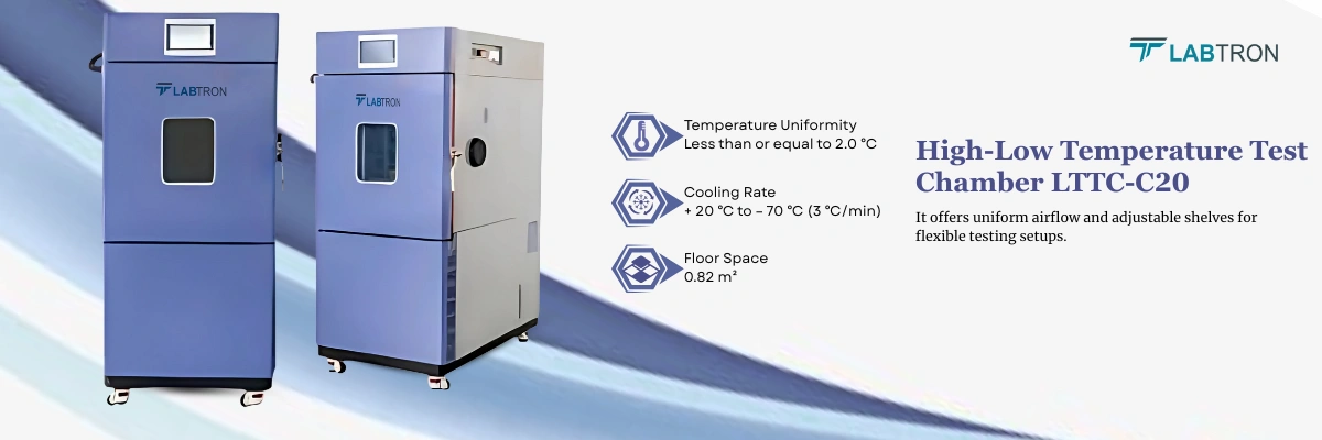 High-Low Temperature Test Chamber LTTC-C20 | Temperature Uniformity: Less than or equal to 2.0 °C | Cooling Rate: + 20 ℃ to – 70 ℃ (3 ℃/min)