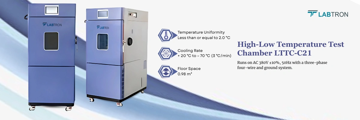 High-Low Temperature Test Chamber LTTC-C21 | Temperature Uniformity: Less than or equal to 2.0 °C | Cooling Rate: + 20 ℃ to – 70 ℃ (3 ℃/min)