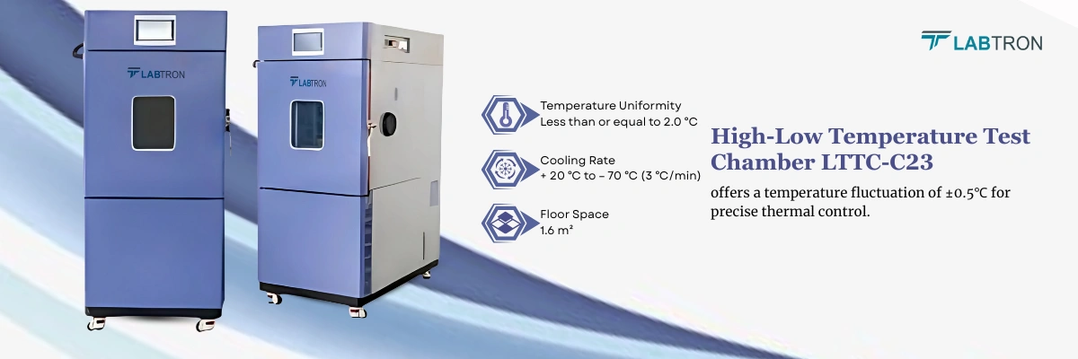 High-Low Temperature Test Chamber LTTC-C23 | Temperature Uniformity: Less than or equal to 2.0 °C | Cooling Rate: + 20 ℃ to – 70 ℃ (3 ℃/min)