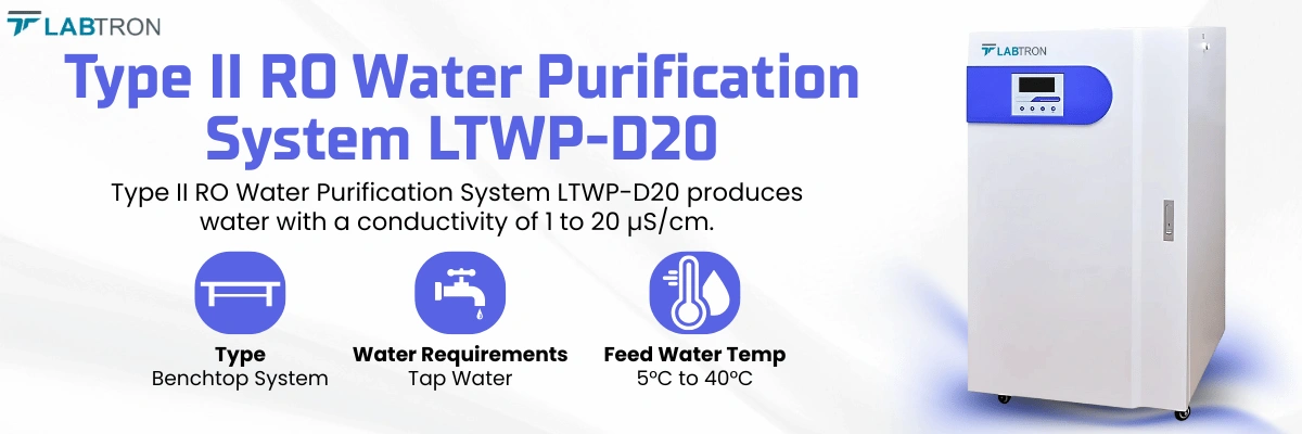 Type II RO Water Purification System LTWP-D20 | Type: Benchtop System | Water Requirements: Tap Water