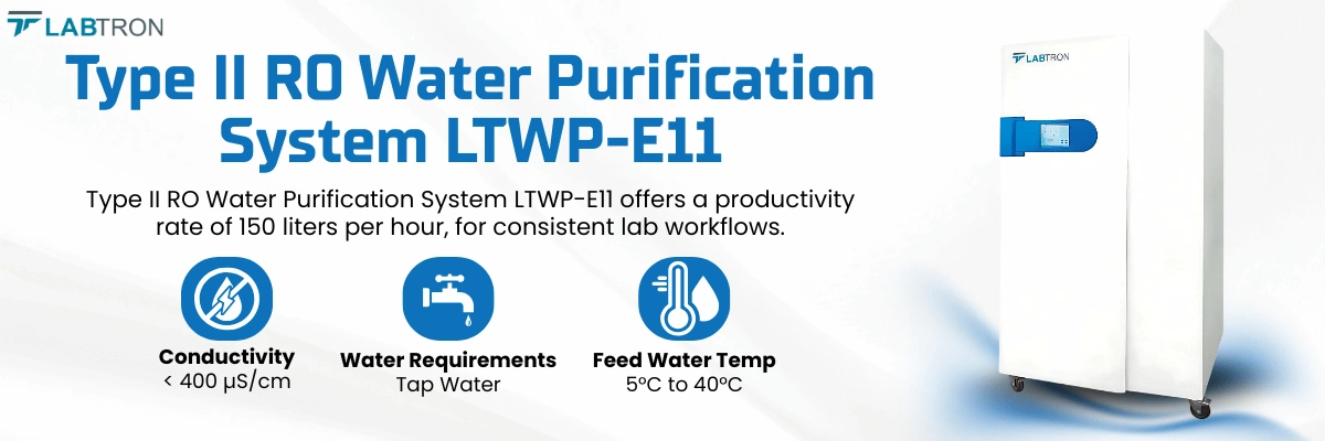 Type II RO Water Purification System LTWP-E11 | Conductivity: < 400 µS/cm | Water Requirements: Tap Water  