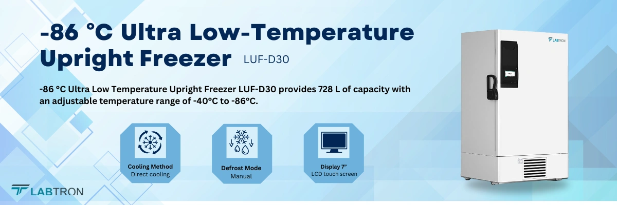 -86 °C Ultra Low Temperature Upright Freezer LUF-D30 | Temperature Range	-40˚C to -86˚C | Cooling Method	Direct cooling