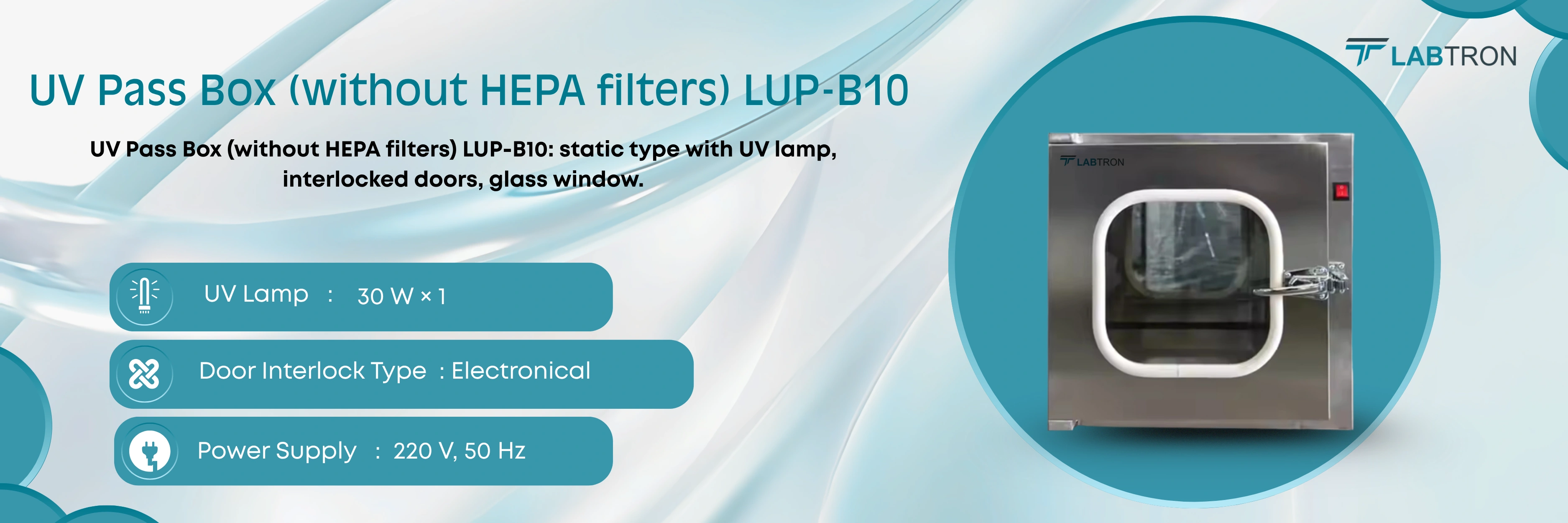 UV Pass Box (without HEPA filters) LUP-B10 _ UV Lamp   _ 30 W × 1 UV Pass Box (without HEPA filters) LUP-B10 _ UV Lamp   _ 30 W × 1