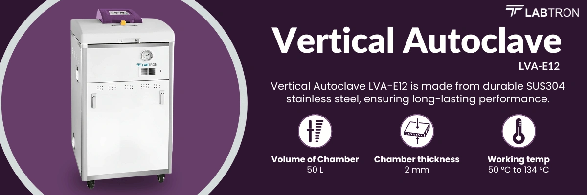 Vertical Autoclave LVA-E12 | Volume: 50 L | Chamber Thickness: 2 mm