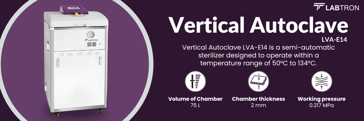 Vertical Autoclave LVA-E14 | Volume: 75 L | Chamber Thickness: 2 mm
