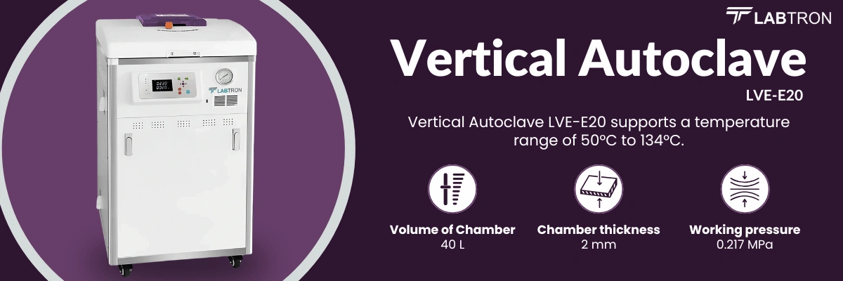 Vertical Autoclave LVA-E20 | Volume: 40 L | Chamber Thickness: 2 mm