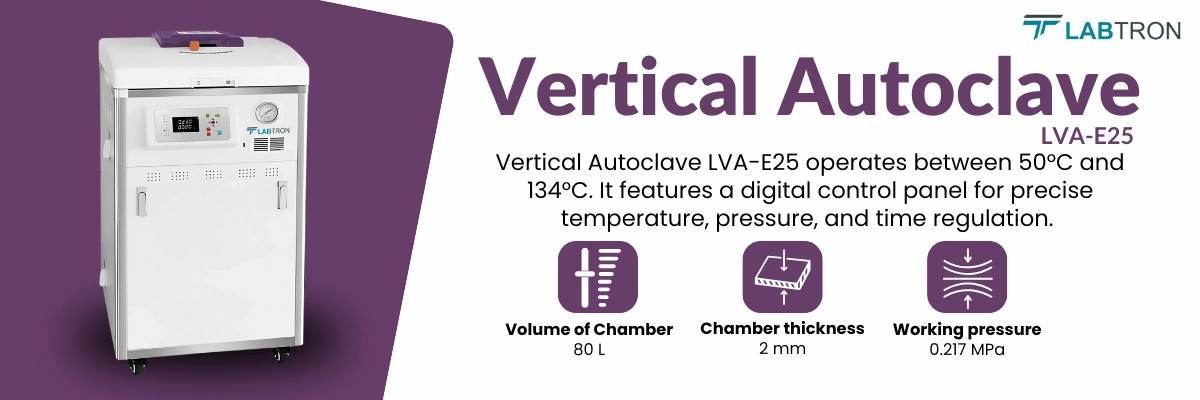 Vertical Autoclave LVA-E25 | Volume: 80 L | Chamber Thickness: 2 mm