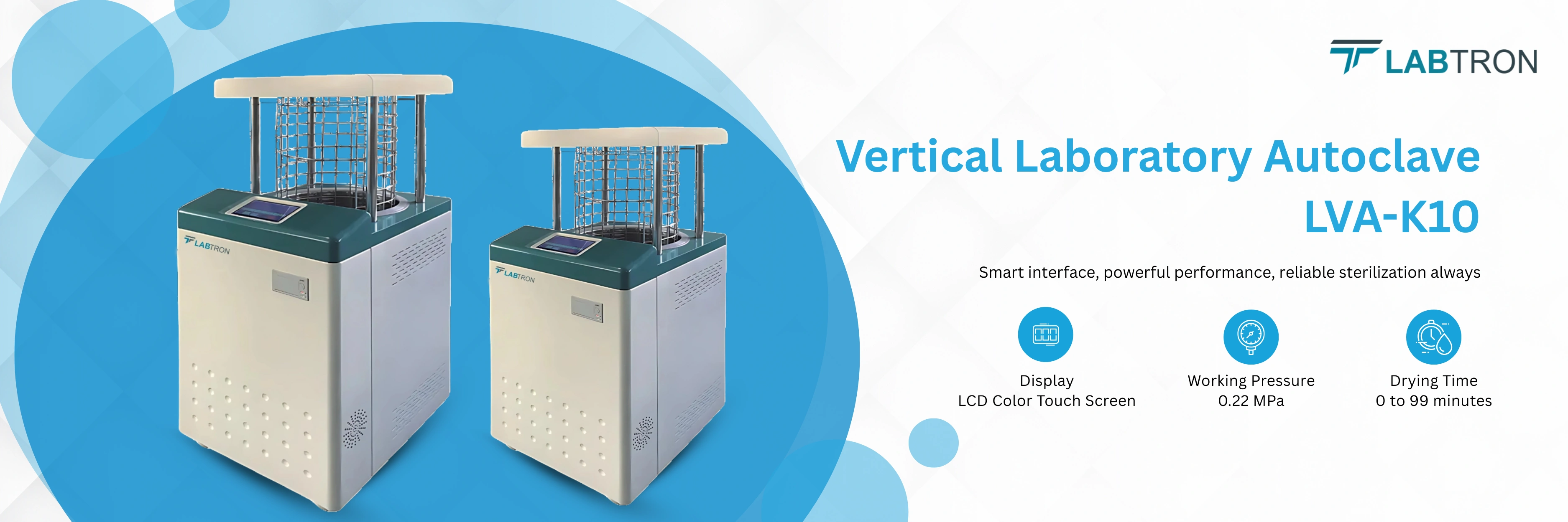 Vertical Laboratory Autoclave LVA-K10 | Display: LCD Color Touch Screen | Working Pressure: 0.22 MPa Vertical Laboratory Autoclave LVA-K10 | Display: LCD Color Touch Screen | Working Pressure: 0.22 MPa