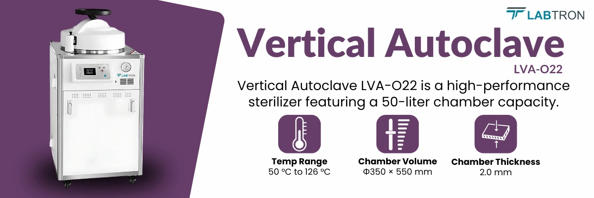 Vertical Autoclave LVA-O22 | Temperature Range: 50 °C to 126 °C | Chamber Volume: Φ350 × 550 mm