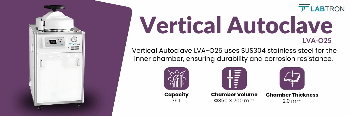 Vertical Autoclave LVA-O25 | Capacity: 75 L | Chamber Volume: Φ350 × 700 mm