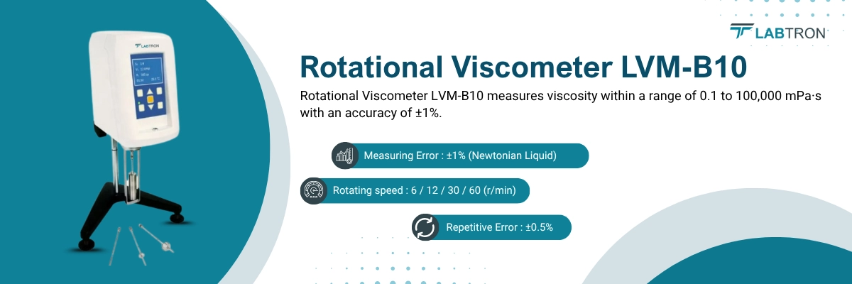Rotational Viscometer LVM-B10 | Measuring Error : ±1% (Newtonian Liquid) | Rotating speed : 6 / 12 / 30 / 60 (r/min)