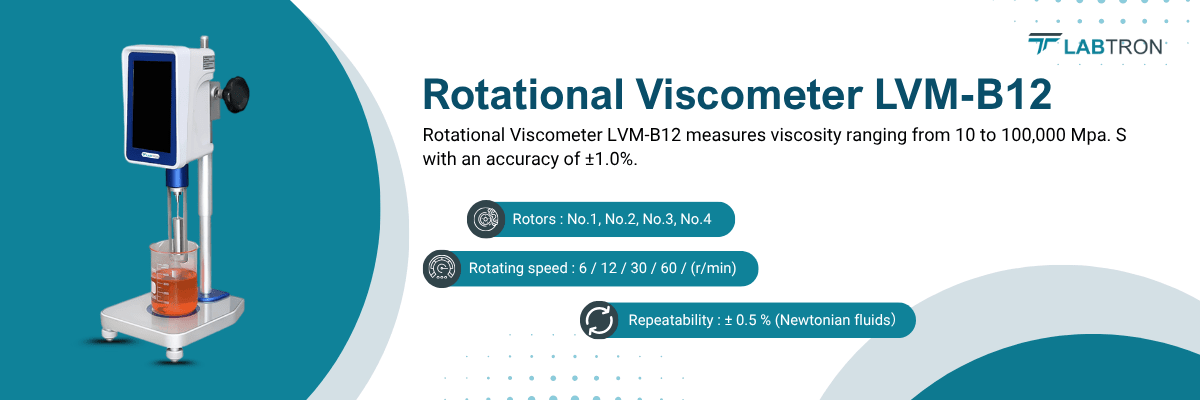 Rotational Viscometer LVM-B12 | Rotors : No.1, No.2, No.3, No.4 | Rotate speed : 6 / 12 / 30 / 60 / (r/min)