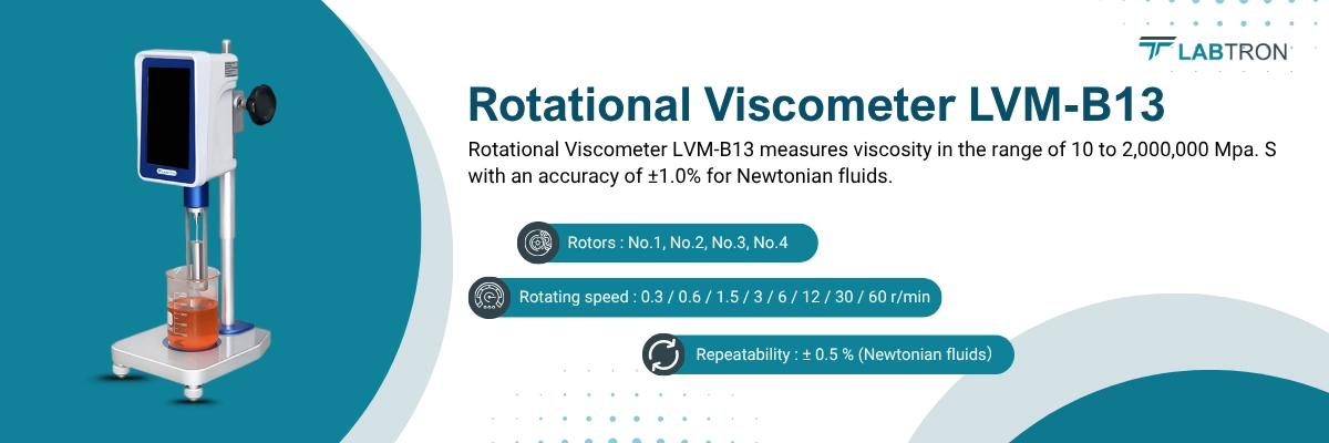 Rotational Viscometer LVM-B13 | Rotors : No.1, No.2, No.3, No.4 | Rotating speed : 0.3 / 0.6 / 1.5 / 3 / 6 / 12 / 30 / 60 r/min