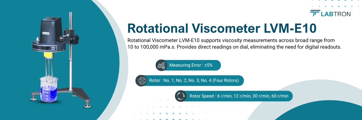 Rotational Viscometer LVM-E10 | Measuring Error : ±5% | Rotor : No. 1, No. 2, No. 3, No. 4 (Four Rotors)