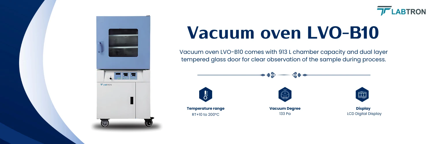 Vacuum Oven LVO-B10|Chamber volume  913 L | Temperature range	RT+10 to 200°C Vacuum Oven LVO-B10|Chamber volume  913 L | Temperature range	RT+10 to 200°C