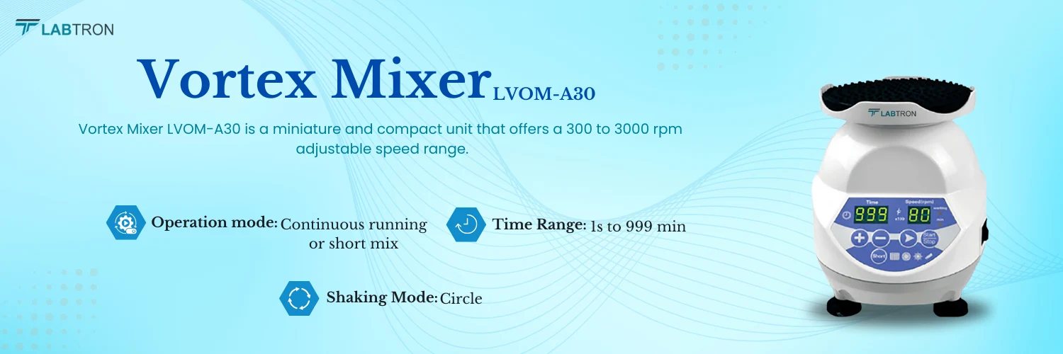 Vortex Mixer LVOM-A30 | Speed Range : 300 to 3000 rpm | Operation Mode : Continuous running or short mix