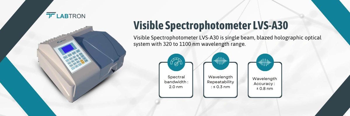 Visible Spectrophotometer LVS-A30 | Spectral bandwidth : 2.0 nm | Wavelength Repeatability : ≤ 0.3 nm
