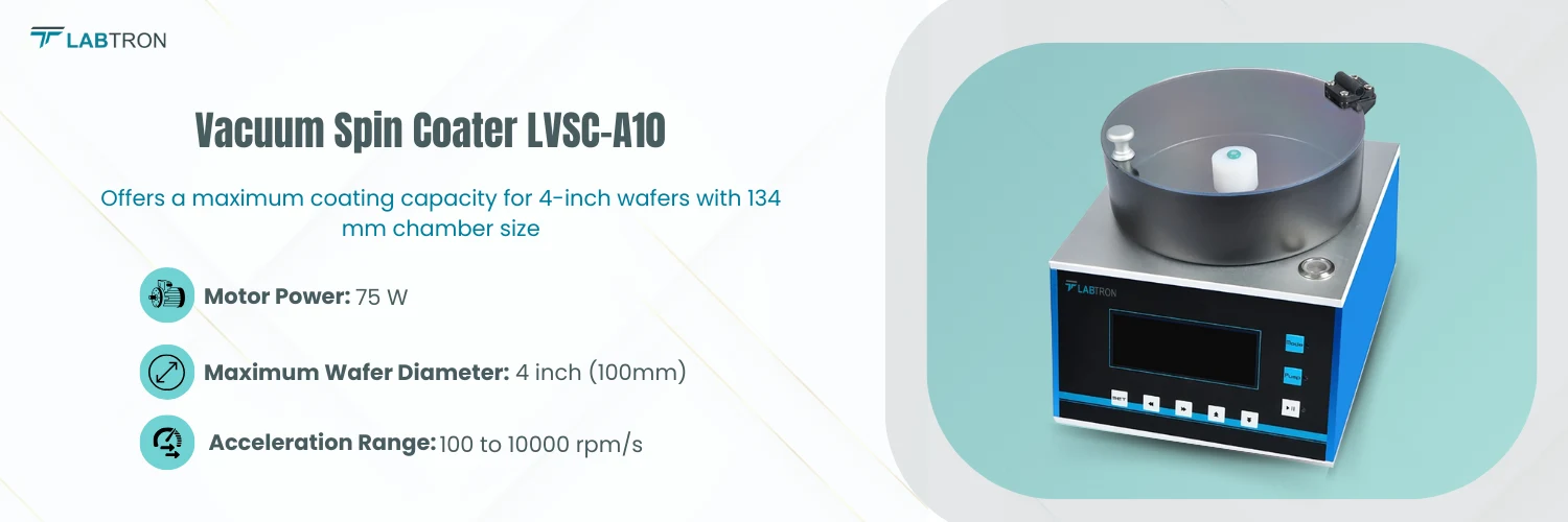 Vacuum Spin Coater LVSC-A10|Motor Power 75 W|Acceleration Range  100 to 10000 rpm/s